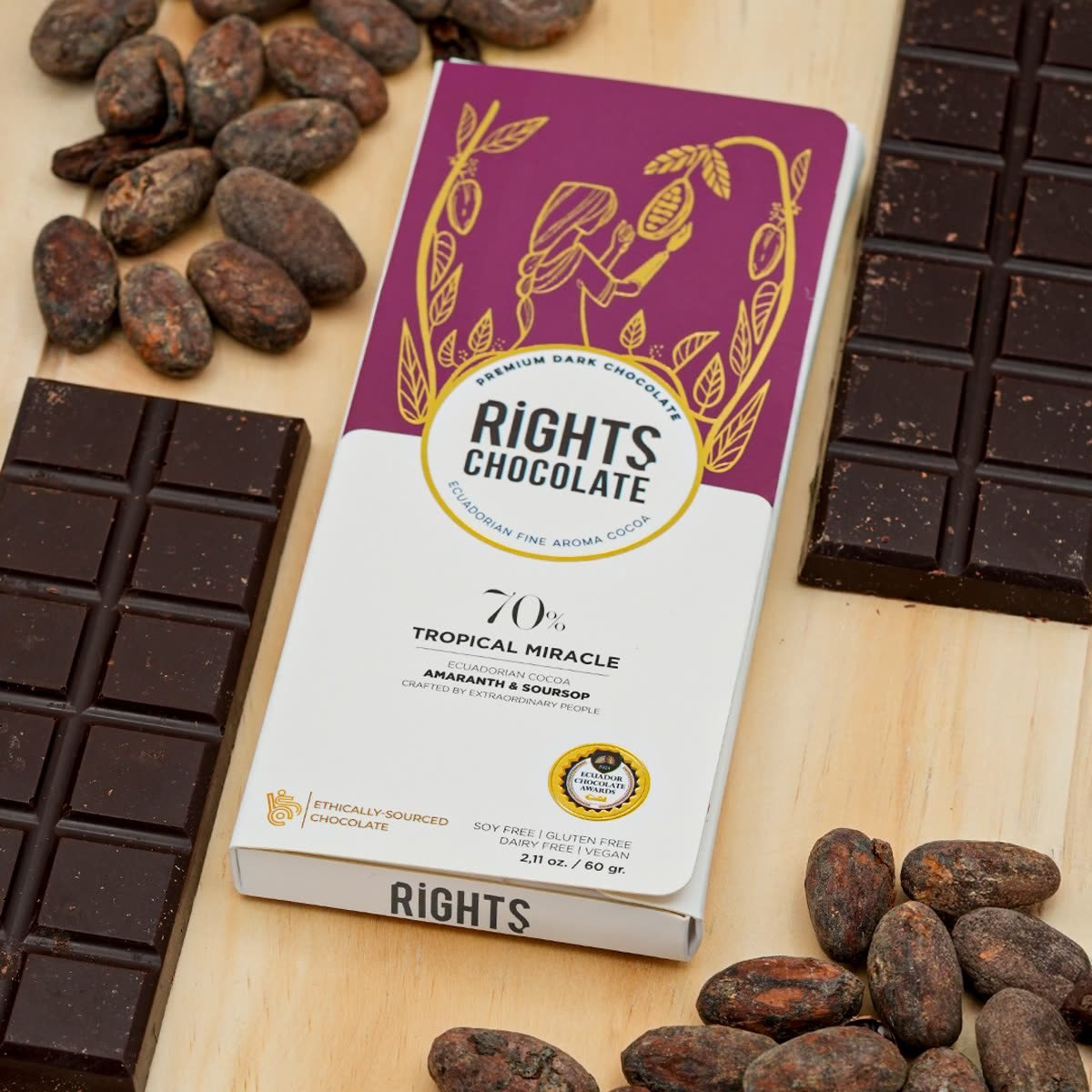 Barra Rights 70 % Milagro Tropical, guanábana y amaranto